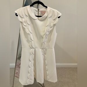 Ted Baker Cream Kids Dress with Scalloped Design